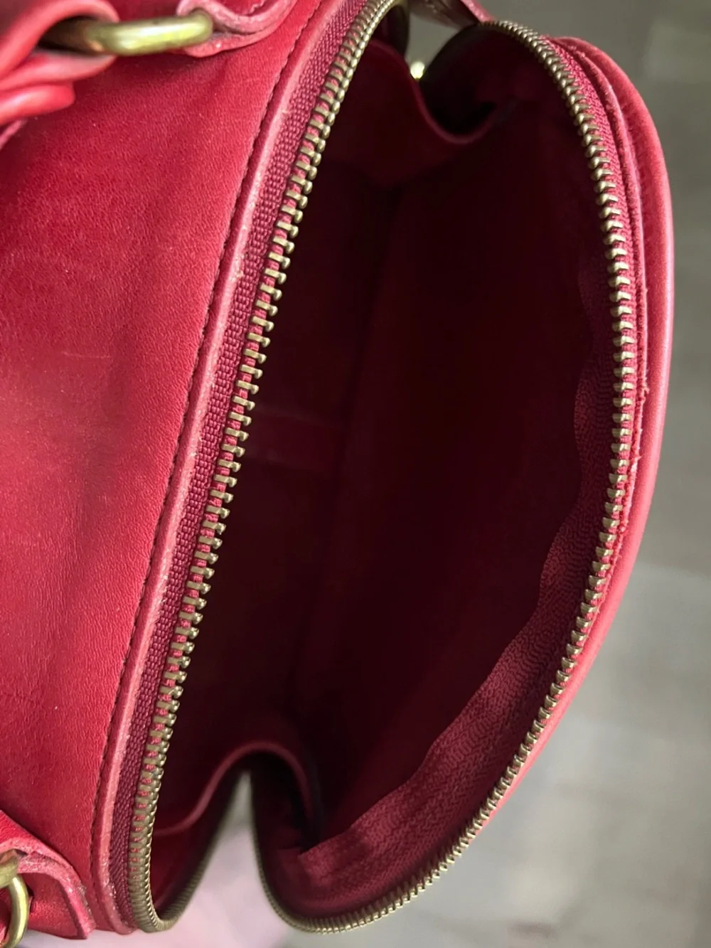 Coach Red Leather Crossbody Bag with Gold Hardware - vintage piece